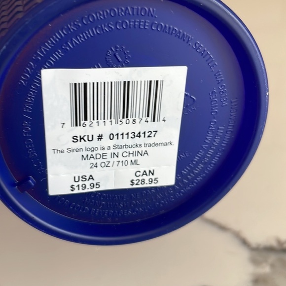 NWT Starbucks 2022 watermelon pink purple gradient ombré grid Venti 24oz Tumbler - Picture 7 of 7